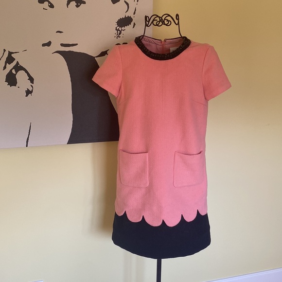 Retro Pink/Black Wool Blend Dress by iRoo - Size 4 (EU 36) - Picture 8 of 10